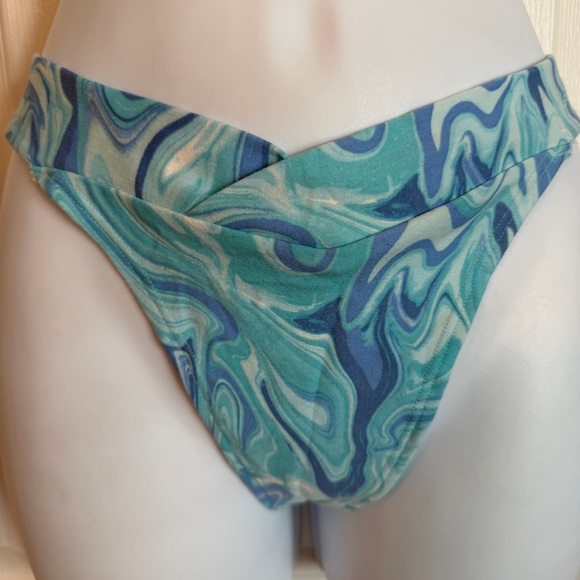 PINK Victoria's Secret Other - New Victoria's Secret PINK Blue Breeze Marble Print Thong Panty V Waistband Med